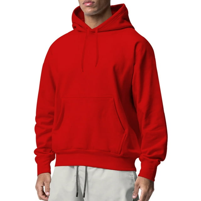 Bellella Chandail à Capuche pour Hommes, Chandails en Molleton à Capuche Unis, Chandail à Manches Longues Chaud, Hauts à Capuche pour Hommes, Grand Rouge TG