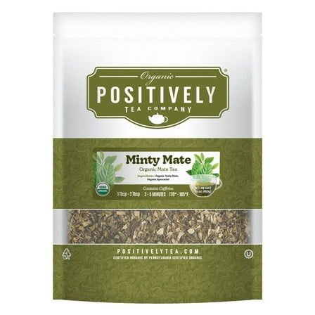Positively Tea's Organic Minty Mate Tea, Loose Leaf, USDA Organic, 1 lb bag