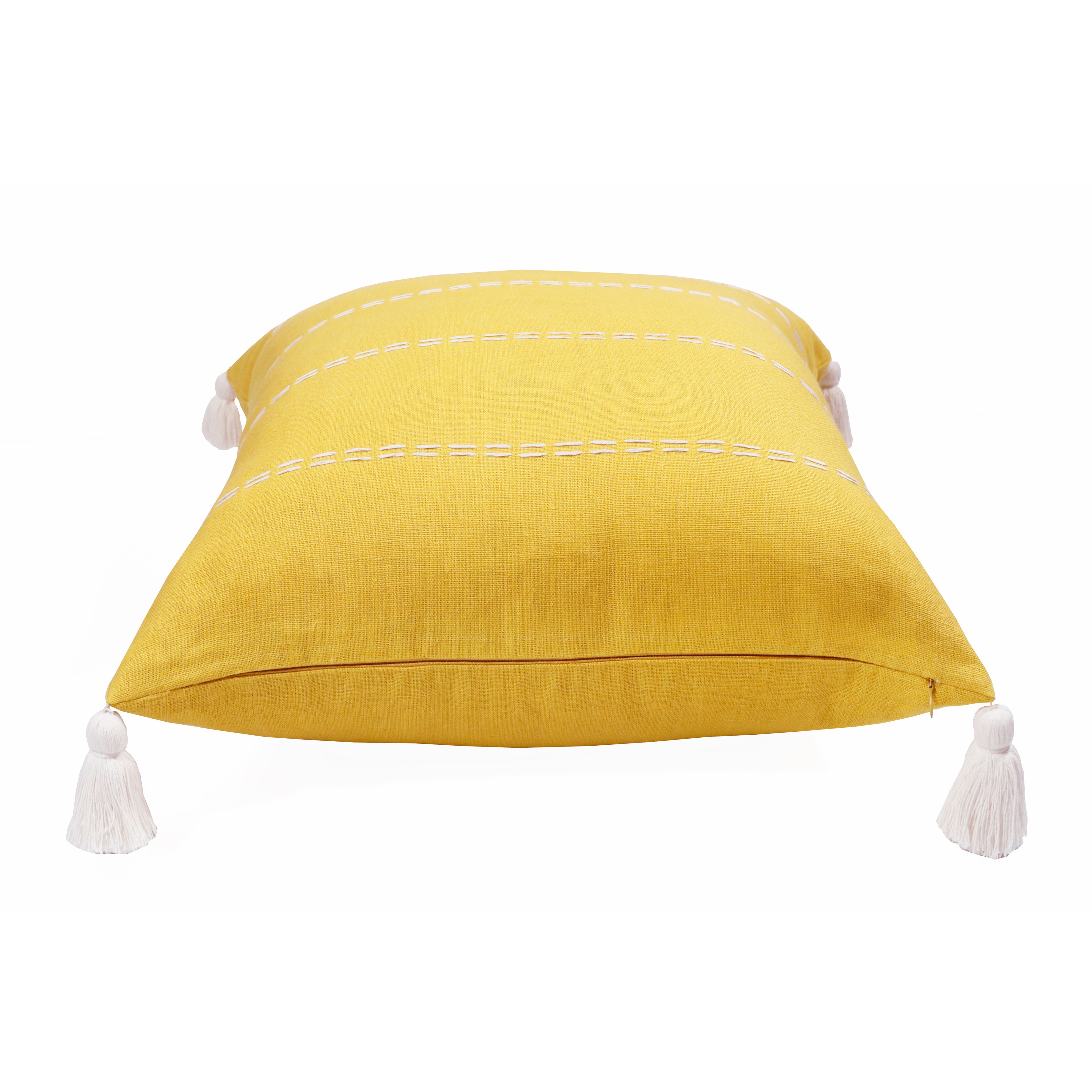 Harlow Hill Faye 20" x 20" Mustard Striped Linen Adult Decorative Throw Pillow Cover