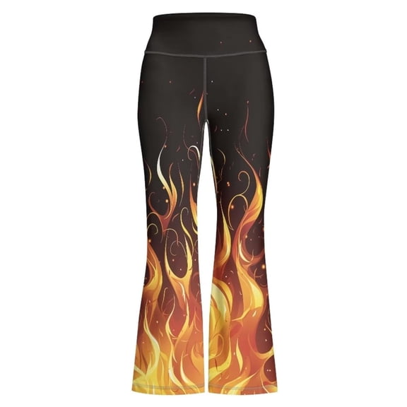 NAFUU Kids Girls Summer Pants Children's Flame Prints High Waisted Yoga Trousers Casual Long Tight Sports Flare Slacks Trousers For Girls Sizes 5-6 Years
