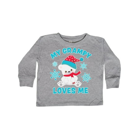 

Inktastic Polar Bear My Grampy Loves Me in Santa Hat with Snowflakes Gift Toddler Boy or Toddler Girl Long Sleeve T-Shirt