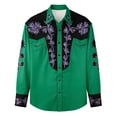 thumbnail image 2 of Boys T Shirts Lapel Cartoon Print Long Sleeve Button Down Shirt for Denim Boys' Tops Tees Shirts Green 4 Years-5 Years, 2 of 4