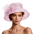 thumbnail image 2 of qelini Wide Brim Sun Hats for Women Plus Size Mesh Decor Vintage Formal Party Dress Cap Outdoor Travel Party Sun Shade Cap, 2 of 6