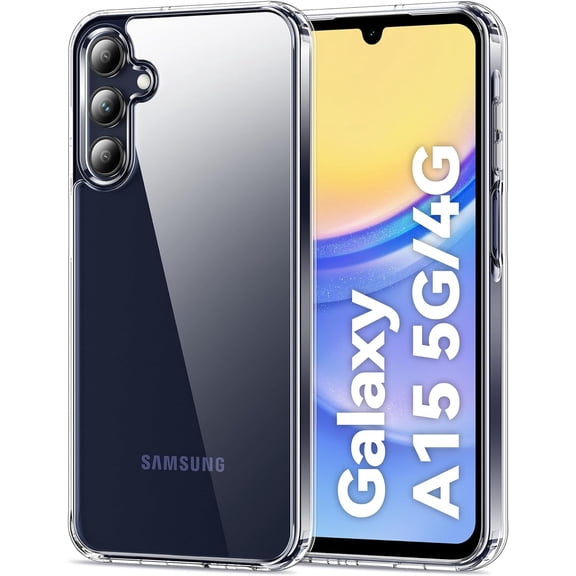 for Samsung Galaxy A15 5G Case Clear [Anti-Yellowing] Anti-Scratch Transparent Hard Back and Soft Edge [Military Grade Drop Protection] Shockproof Phone Cover - Crystal Clear