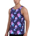 thumbnail image 2 of Lsque Skull starry sky flower leaf Pattern Mens Tank Tops Muscle Athletic Quick Dry Sleeveless Workout Fitness T Shirts Beach Tank Top, Loose-fit Sleeveless Shirt for Men-X-Large, 2 of 7