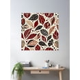 thumbnail image 2 of Black Red And Cream Leave Pattern Poster Wall Art, Modern Wall Decor For Living Room Bedroom, 17x17 UNFRAMED, 2 of 3