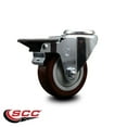 thumbnail image 2 of 3.5 Inch Maroon Poly Wheel Swivel Bolt Hole Caster with Posi Lock Brake SCC, 2 of 2