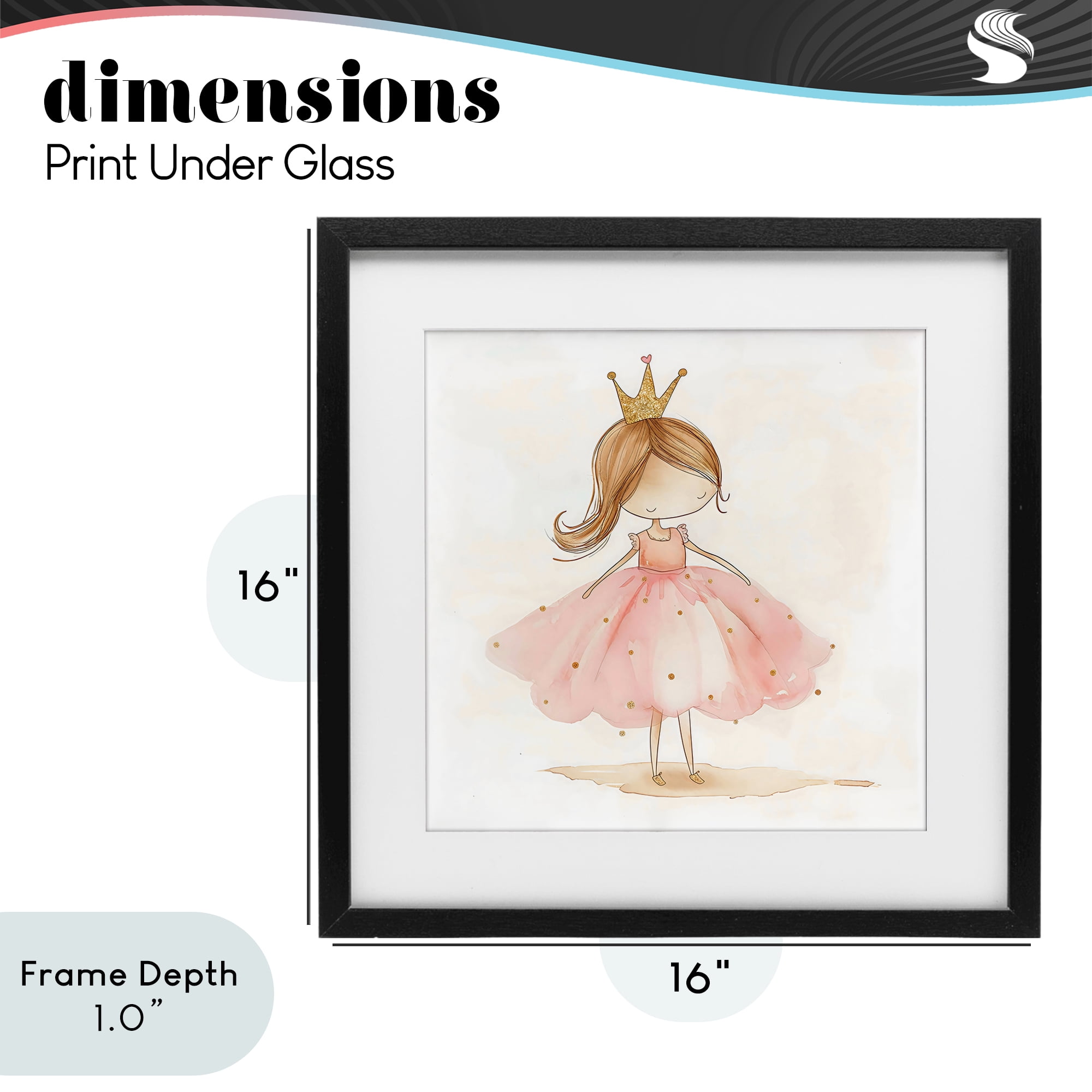 Stupell Industries Little Princess with Crown Black Framed Print Under Glass, design by Creative Studio