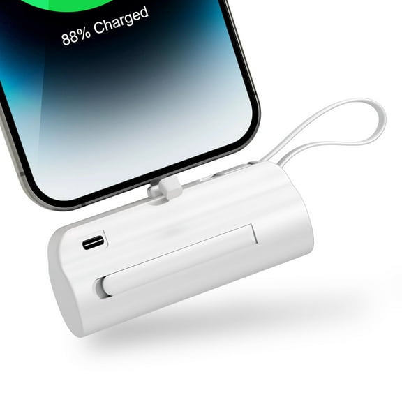 Ultra Light 4500mAh 2 in 1 Fast Charger, Mini Power Bank with Dual Output, Travel Ready for iPhone, for Samsung Galaxy and Most Android Users(White)