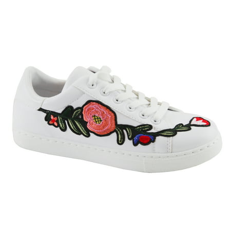 Women's Floral Embroidered Platform Fashion Sneakers (FREE (Best Platform Tennis Shoes)