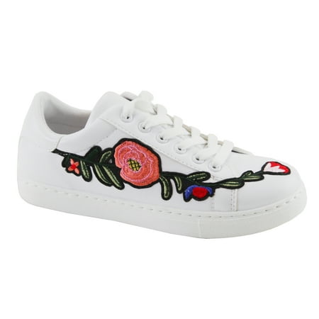 Shoes Mid Platform - Women's Floral Embroidered Platform Fashion Sneakers (FREE SHIPPING)