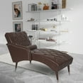 thumbnail image 3 of Classic Faux Leather Chaise Lounge, Button Tufted Leisure Couch Chair with Pillow for Living Room Bedroom, 3 of 13