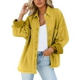 thumbnail image 3 of Jean Jackets Women Women Distressed Denim Jacket With Frayed Edges With Hem Long Sleeve European Style Denim Jacket Women Yellow L, 3 of 6