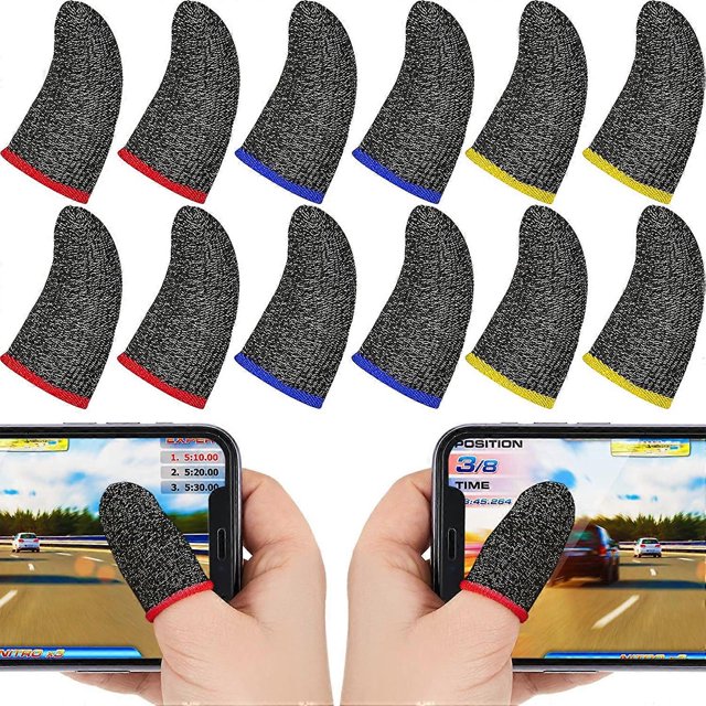 30 Pieces Finger Sleeves for Gaming Mobile Game Controllers Finger Thumb Sleeves Set, Anti-Sweat Breathable Seamless Touchscreen Finger Covers Silver