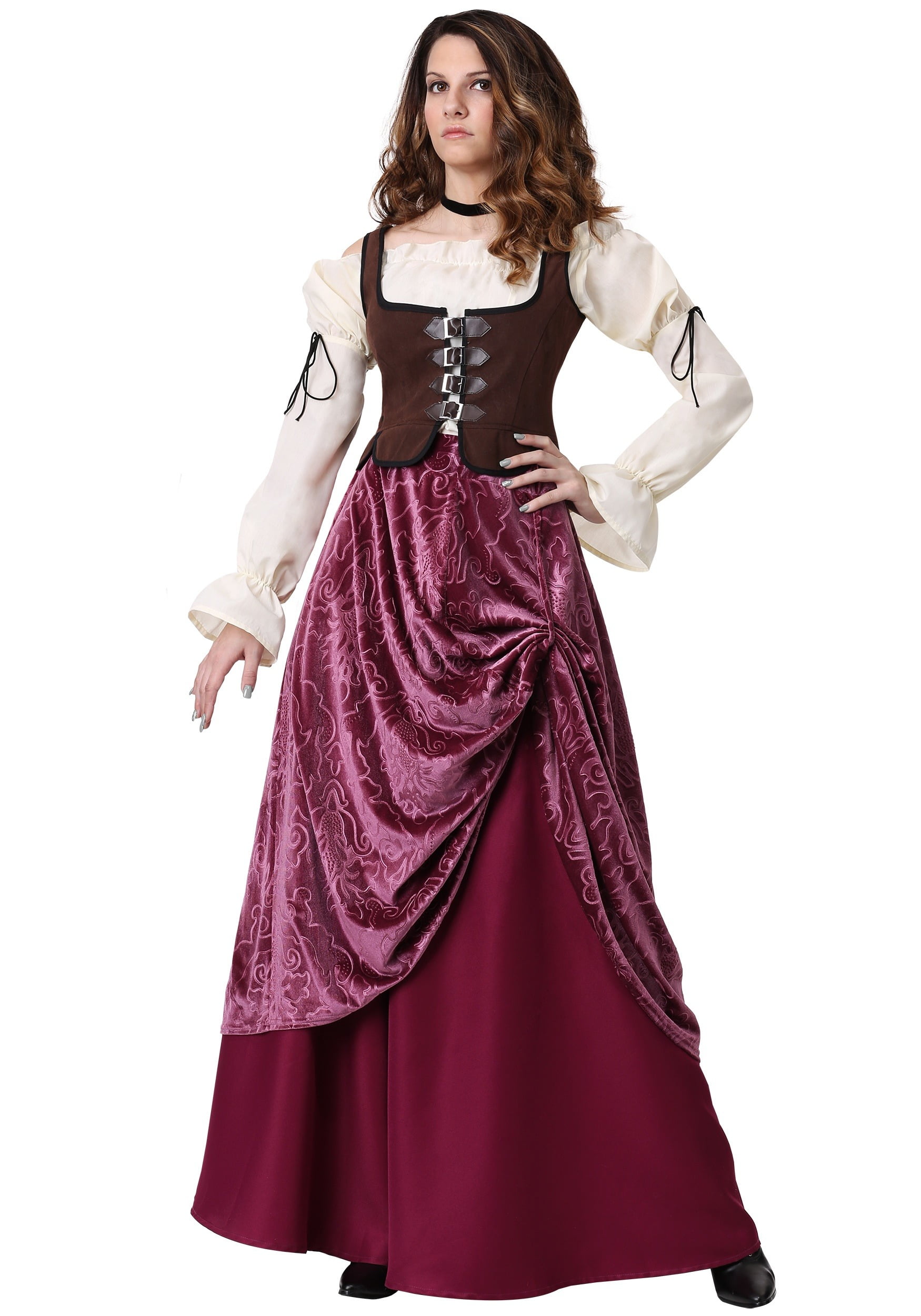 Tavern Wench  Medieval Maiden Victorian Tudor Ladies Fancy Dress Costume S-XL 