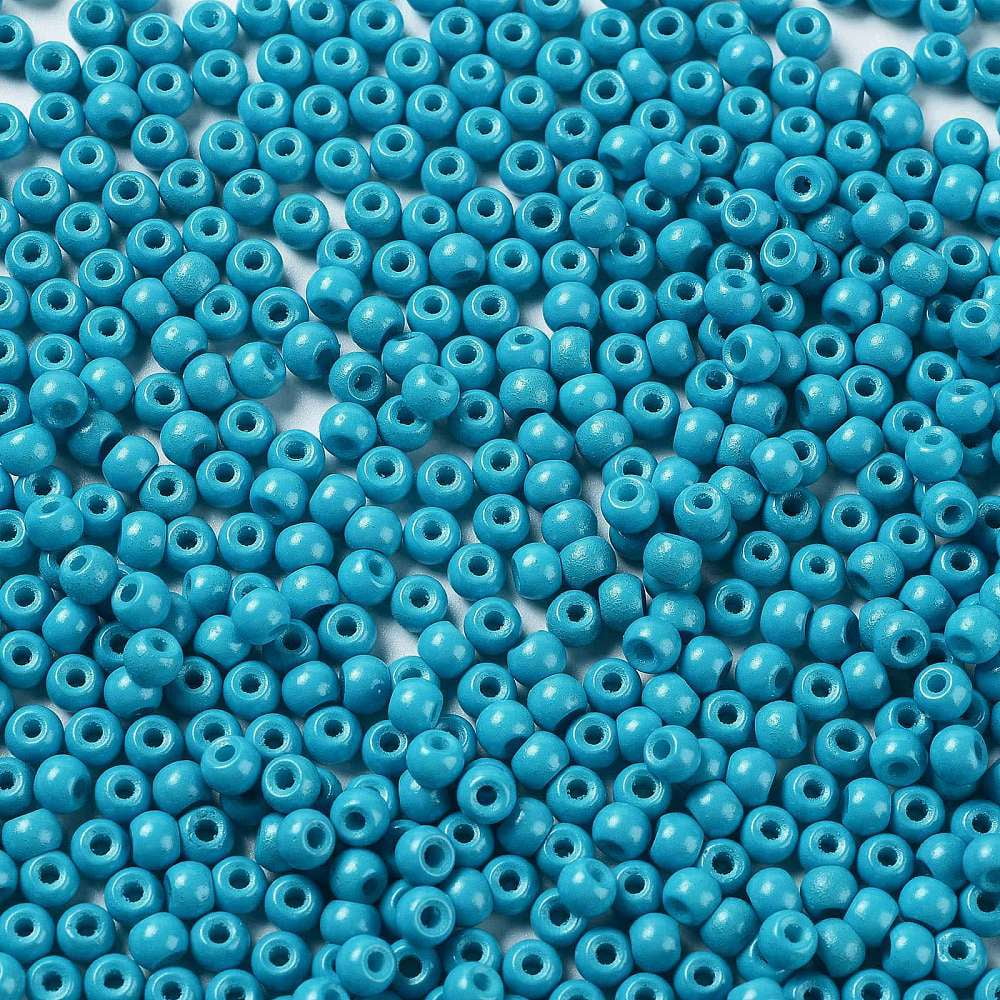 Baking Paint Glass Seed Beads Round Dark Cyan 4x3mm Hole: 1.2mm about 7650pcs/pound