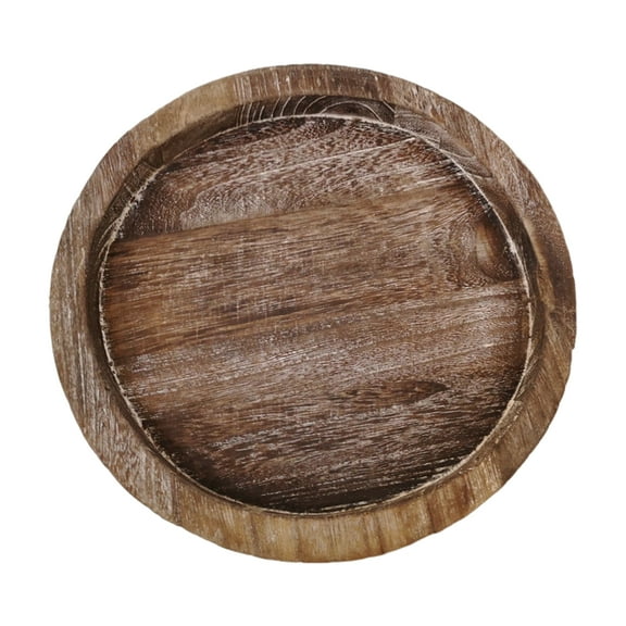 Homelife Wooden Candle Plate Holder Tray Rustic Round Decorative Farmhouse Table Centerpiece Whitewash Wood Tealight Pillar Tray