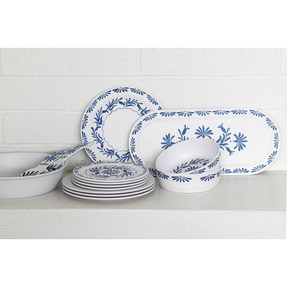 Azul Salad Plate, 8.5-Inch, Pure Melamine, Indoor/Outdoor, Blue and White, Set of 6