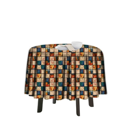 

eloria Check Printed Round Table Cloth Resistant Washable Decorative Table Cover for Dining Table