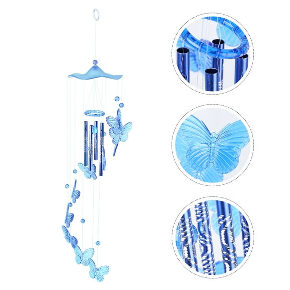 Masteelf Blue Wind Chime Decor Made of Plastic and Metal for Courtyard Hanging Gifts 1PC