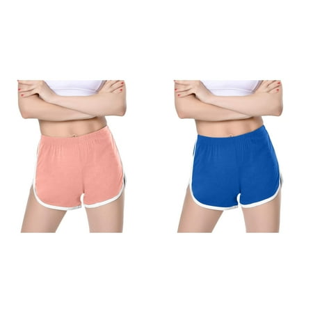 (2-Pack) 2025 New Women Casual Solid Summer Swim Bottoms Women Sports Shorts Workout Yoga Plus Size Shorts Suit Shorts Active Shorts