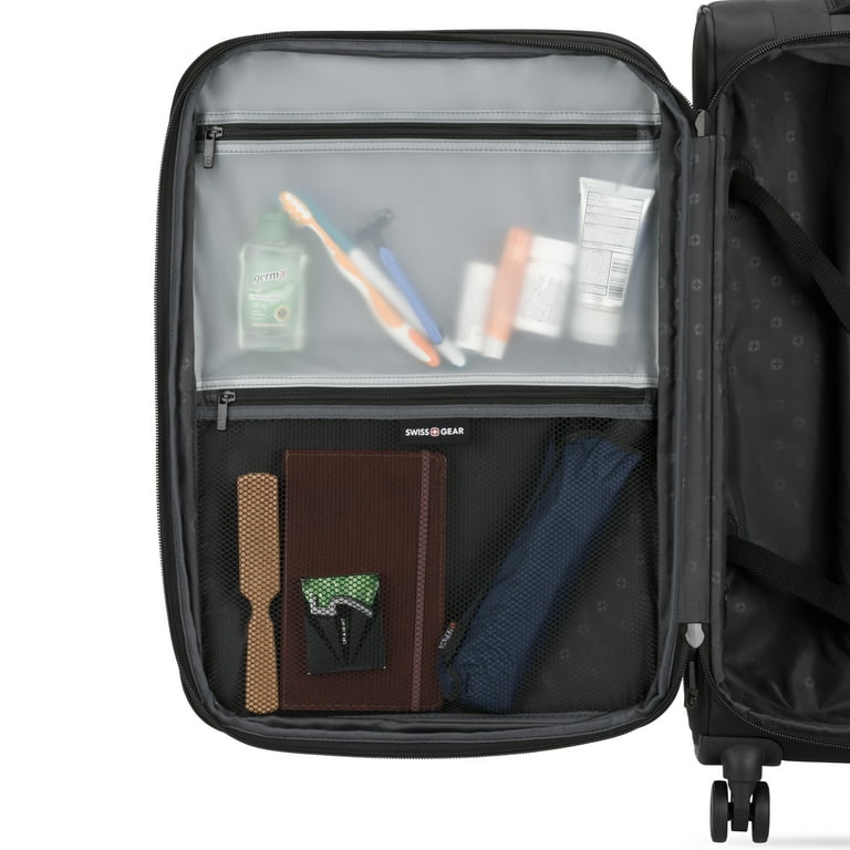 SWISSGEAR Stride Expandable Medium Checked Spinner Luggage, Black