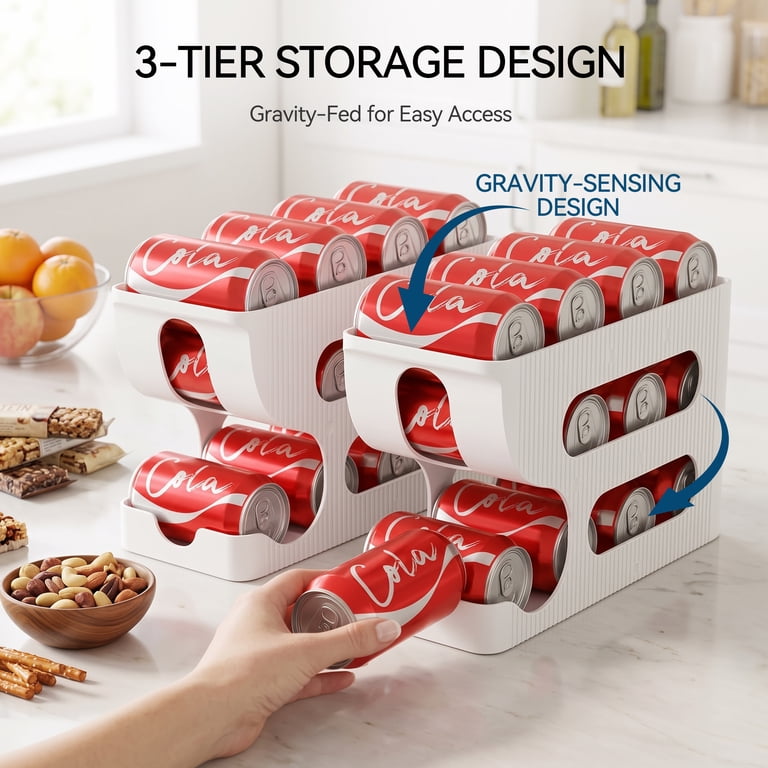 Auto-rolling Soda Can Rack Organizer for Refrigerator
