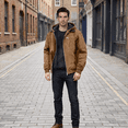 thumbnail image 2 of Men's Solid Fleece Lined Hooded Jacket, Polyester Zip Up Casual Winter Coat with Multi Pockets, 2 of 6