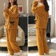 thumbnail image 3 of Conjunto de Pijamas de franela con forro polar para mujer, ropa de dormir cálida y gruesa de terciopelo, para invierno, novedad, 3 of 4