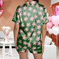thumbnail image 5 of Pajama Set Women Trendy Silk Satin Short Sleeved Top Shorts Sleepwear,Dark Green,L, 5 of 5