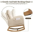 thumbnail image 4 of Nursery Chair Rocking Chair Glider Chair, Upholstered Accent Chair with Rubber Wood Legs, Comfy High Backrest, Side Pockets, Armchair for Living Room, Bedroom, 4 of 7