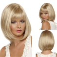 thumbnail image 2 of Blonde short women's wig, natural fully synthetic straight hair, 2 of 3