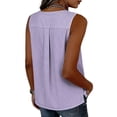 thumbnail image 4 of RQYYD Womens Sleeveless Asymmetric Neck Tops Casual Striped Blouses Button Front Tank Tee Shirts Daily Clothes, 4 of 6