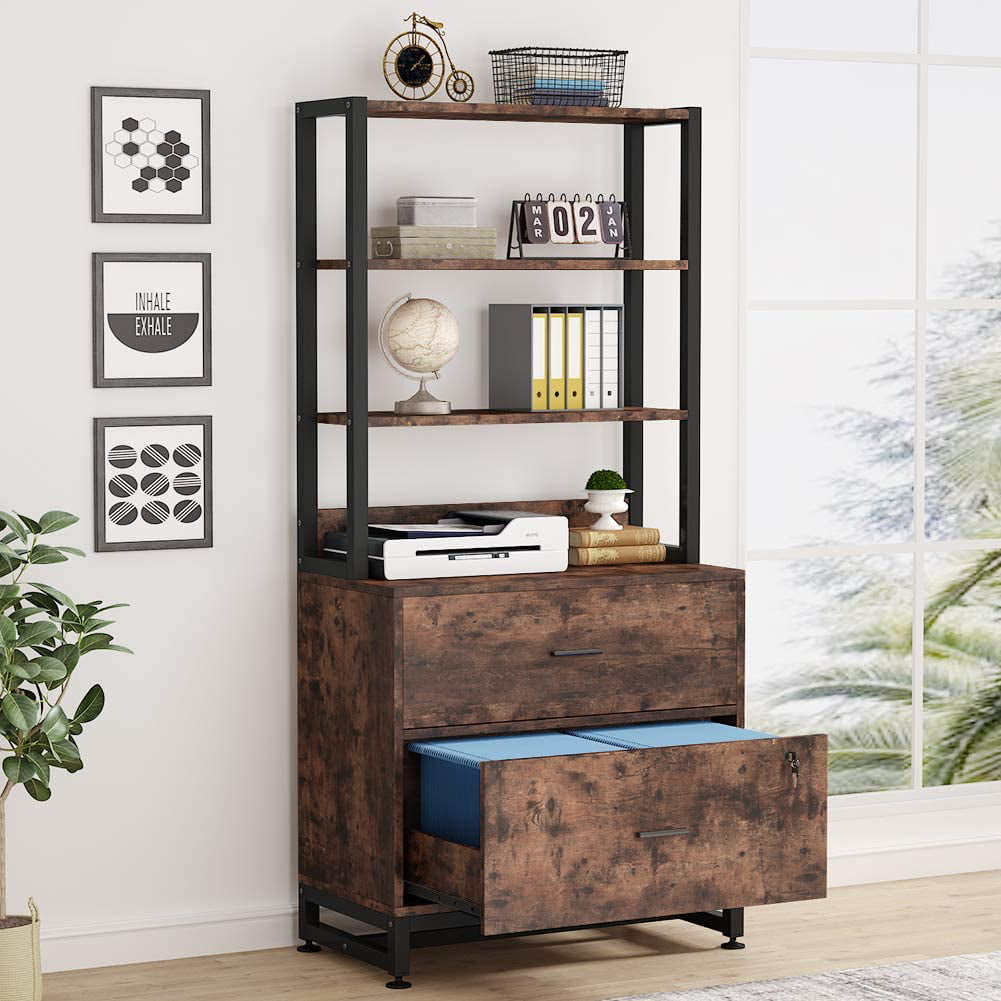 Tribesigns 2 Drawer Vertical File, Bookcase With File Storage