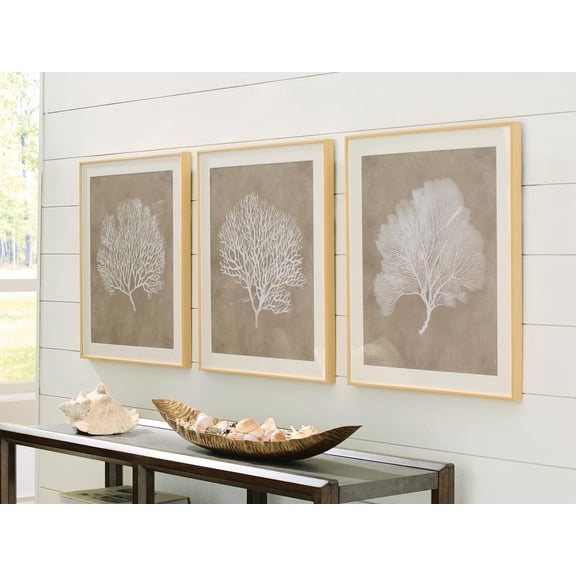 Signature Design by Ashley Hendridge Canvas Art (Set of 3) Coastal Canvas Art for Living Room or Bedroom