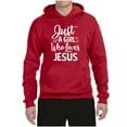 thumbnail image 2 of Wild Bobby Just A Girl Who Loves Jesus Inspirational/Christian Unisex Graphic Hoodie Sweatshirt, Red, XX-Large, 2 of 5