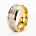 thumbnail image 2 of Anillo de acero inoxidable de 8 mm con cruz religiosa de Jesús, anillo ruso con la leyenda "Dios nos salve" para hombres y mujeres, joyería cristiana., 2 of 4