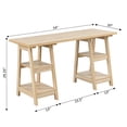 thumbnail image 4 of Convenience Concepts Designs2Go 29.25" Double Trestle Desk with Shelves, Weathered White, All Ages, 4 of 6