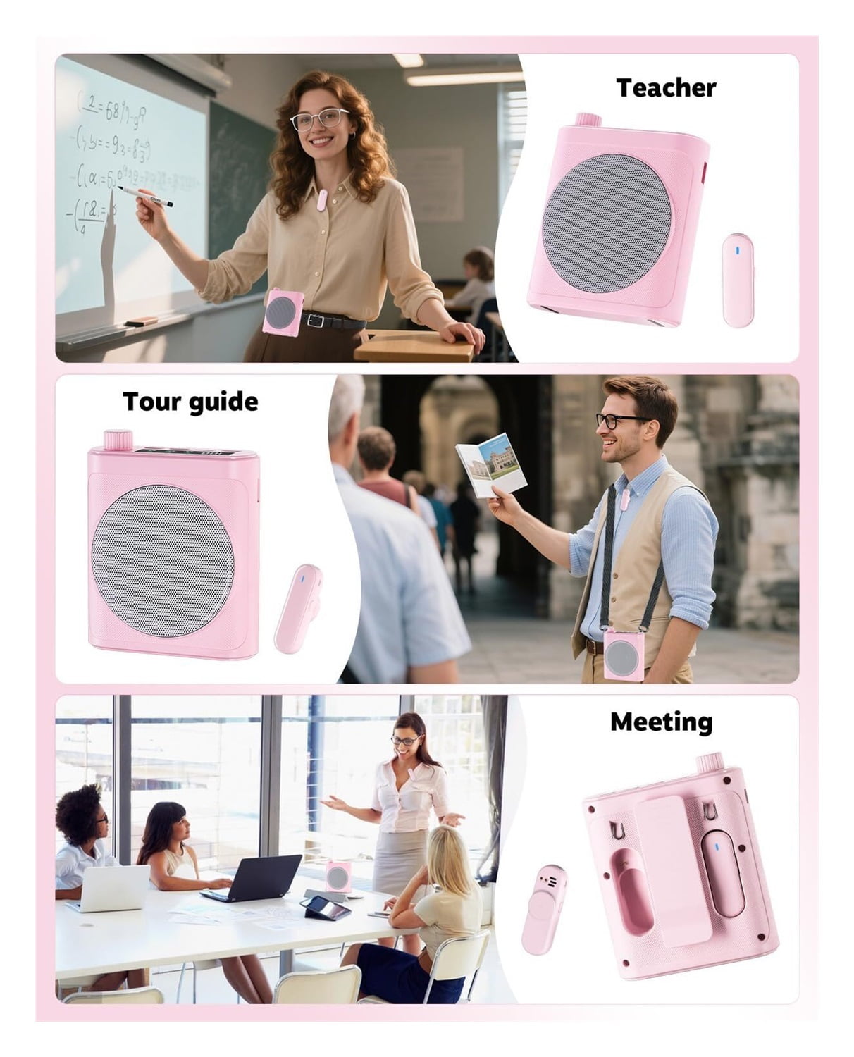 Voice Amplifier for Teachers with Wireless Magnetic Lavalier Microphone, Bluetooth Portable Rechargeable Speaker, 2 Mics for Classroom, Meetings, Speeches, Outdoor
