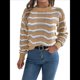 thumbnail image 2 of Suéter de Punto Calado de Larga con Cuello en V y Estampado Ondulado A Juego para Mujer. Caqui XL, 2 of 10