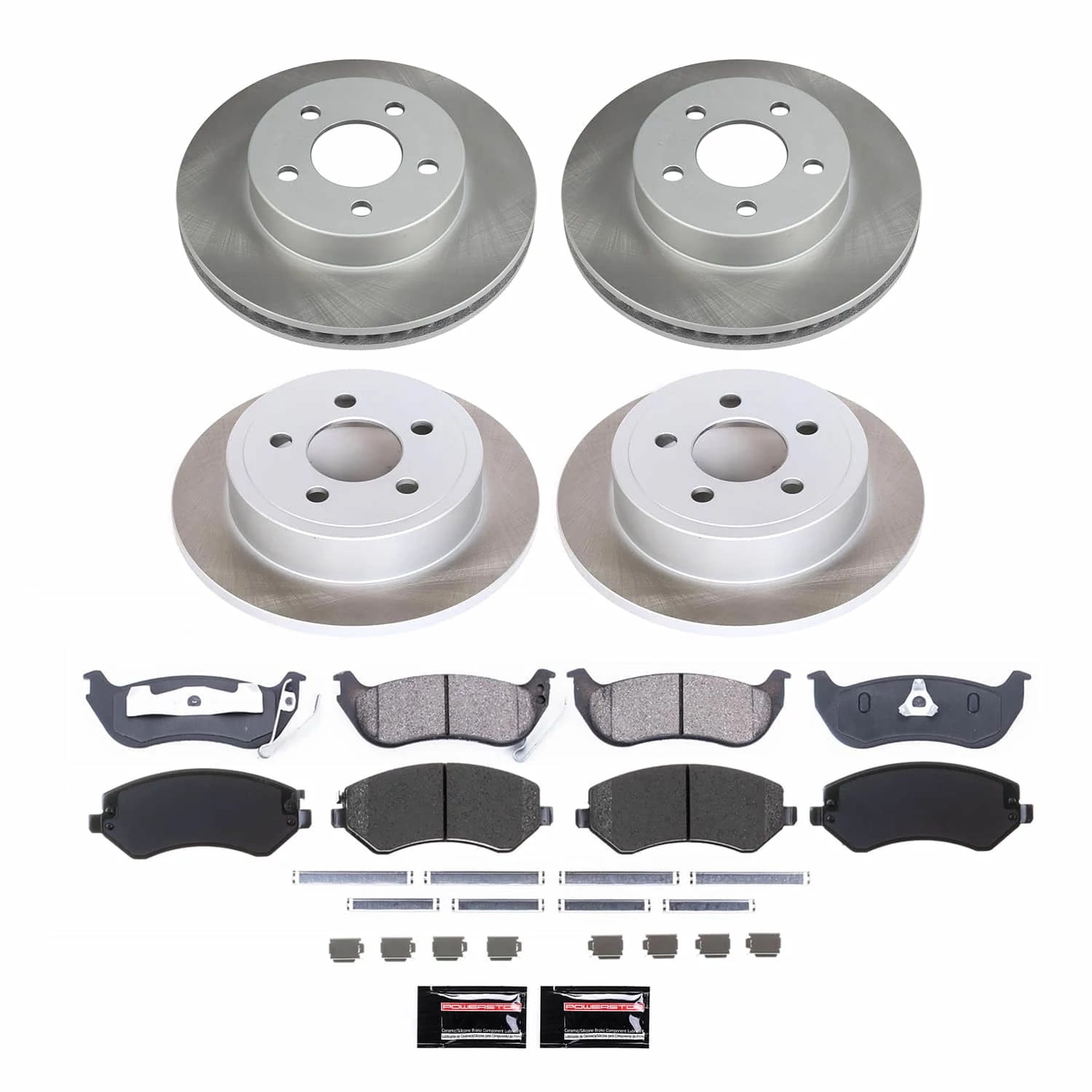 PowerStop Front and Rear Semi-Coated Rotor and Low-Dust Ceramic Brake Pad Kit SC2162