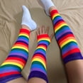 thumbnail image 3 of lanema Striped Socks Over Knee Thigh High Socks Gloves Rainbow Arm Leg Warmer, 3 of 14