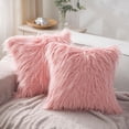 thumbnail image 3 of Phantoscope 18" x 18" Faux Fur Decorative Throw Pillow, Plush Cushion with Insert for Couch, Bed, Chair, Light Pink, 1 Pack, 3 of 7