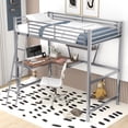 thumbnail image 3 of Bellemave Twin Loft Bed with Desk and Storage Shelf, Twin Size Metal Loft Bed Frame for Kids, Students, Teens, Multi Functional Metal Bed Frame, No Box Spring Needed, Silver, 3 of 10