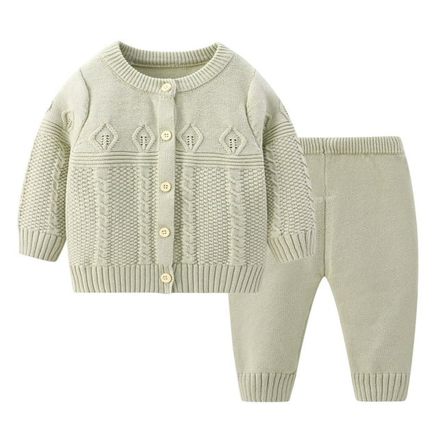 COM1950s Shirts for Girls, Childrens Casual Solid Color Breasted Warm Two-Piece Set Long Sleeved Round Neck Top/Shirt Set