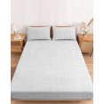 thumbnail image 2 of King Size Fitted Sheet Set - White 3 Piece Bedding Sets 16" Deep Pocket Fitted Sheet with 2 Pillowcases, Farmhouse Burlap Solid White Color Modern Linen Texture Brushed Microfiber Luxury Bed Sheets, 2 of 9