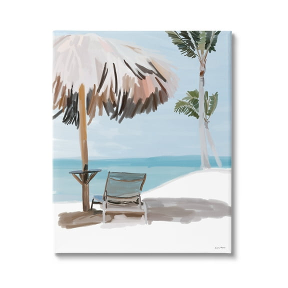 Stupell Industries Tropical Beach Hut Scenery Nature Painting Gallery Wrapped Canvas Print Wall Art, 16 x 20