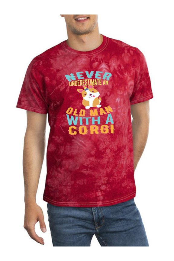 Old Man With A Corgi Tie Dye Crystal Men -Image by Shutterstock, Male Medium