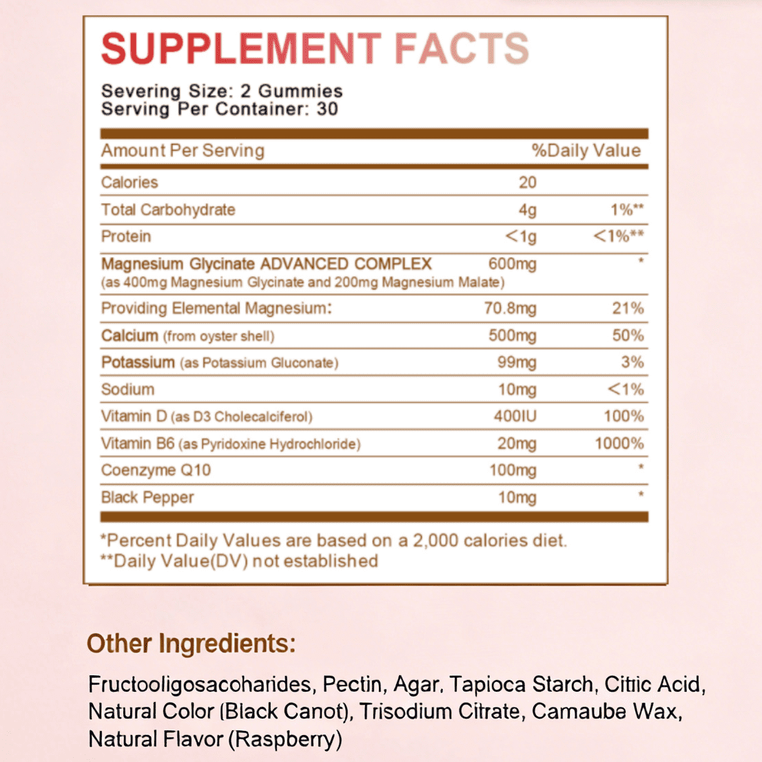 Magnesium Glycinate Gummies - Sugar Free Magnesium Potassium Supplement - for Calm Support & Sleep for Adults- 60 Raspberry Gummies