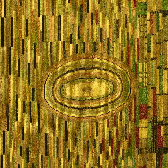 Ahgly Company Indoor Square Oriental Yellow Modern Area Rugs, 3' Square